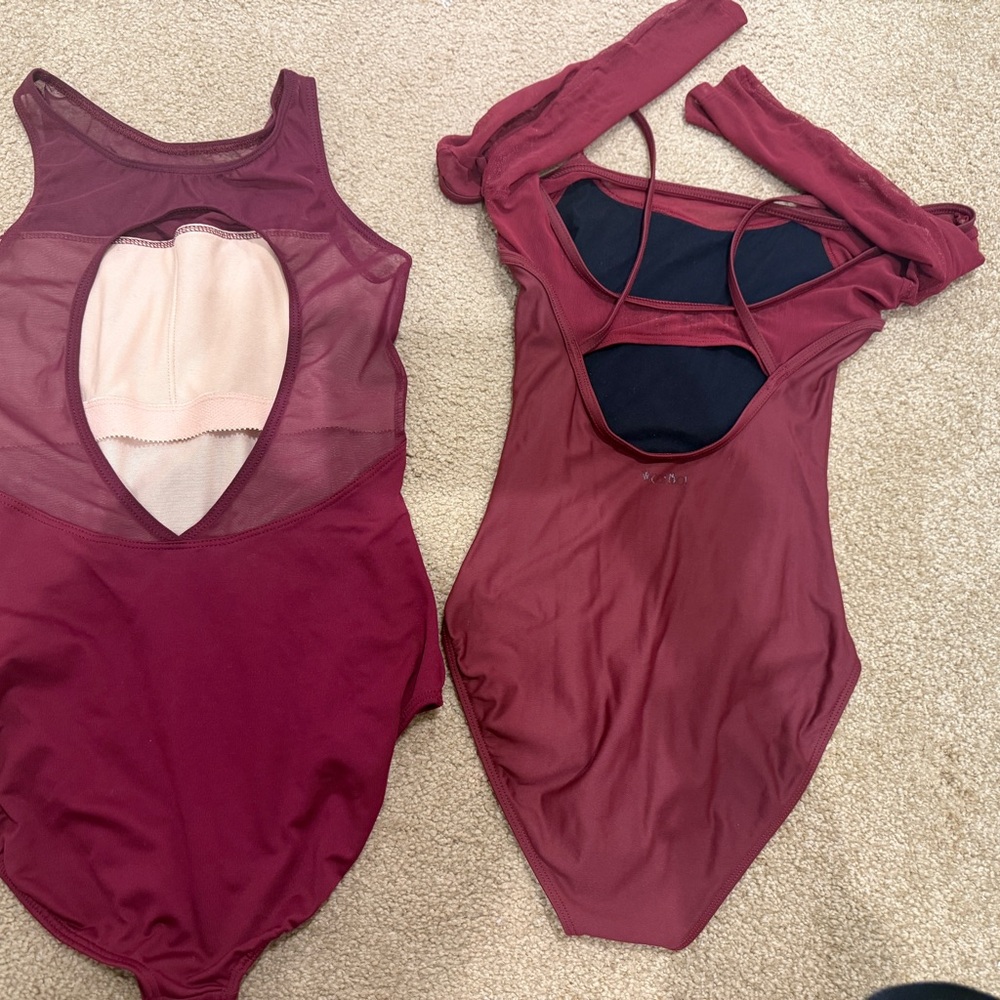 Burgundy Leotard Set, Eurotard dance wear (size s) and Wear Moi (size XS) - Picture 2 of 5